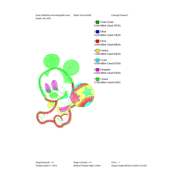 Lively Mickey Mouse Embroidery Pattern