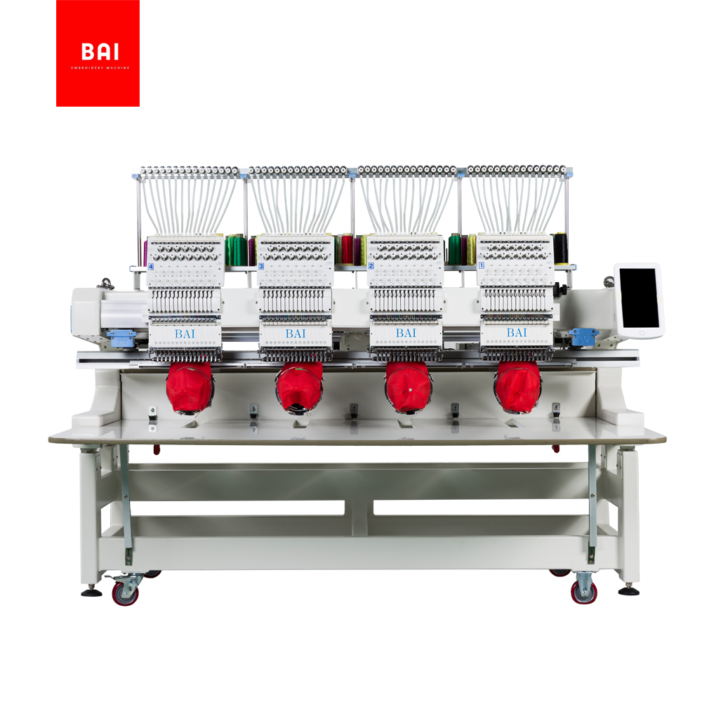 BAI 4 Head Computerized Embroidery Machine for Hat T-shirt Flat Embroidery