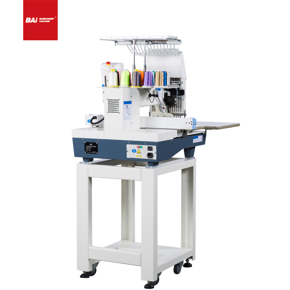 BAI Single Head 12 Needles Multifunctional Commercial Embroidery Machine with Worktable Size 350*500mm