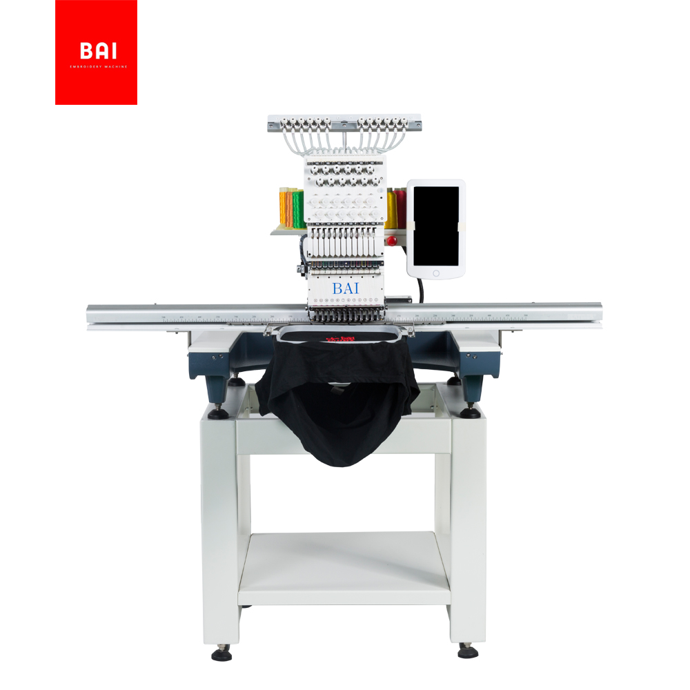 BAI High speed single head 500*1200mm flat embroidery machine price for hat t-shirt