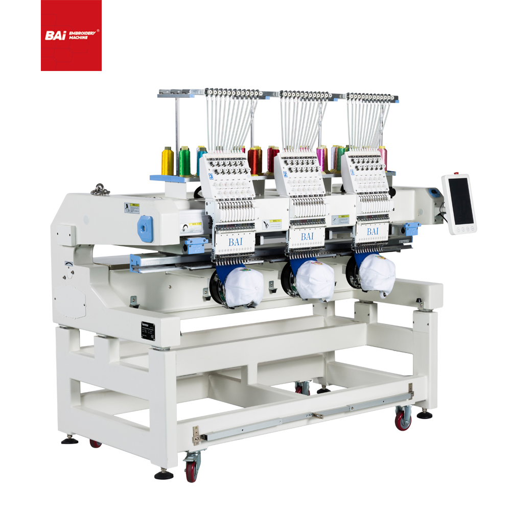 BAI 12/15 Needles Computerized 3 Heads Embroidery Machine for Factory
