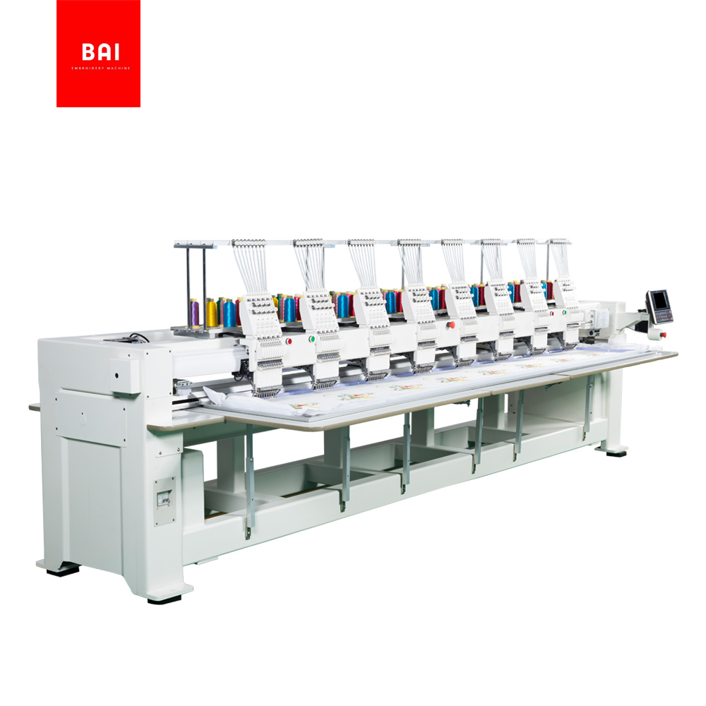 BAI High Speed 12 Color 8 Heads Computerized Garments Hat T Shirt Flat Embroidery Machine