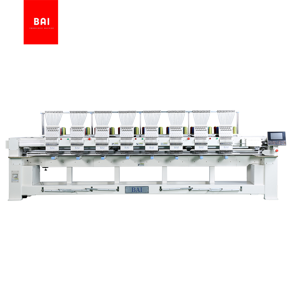 BAI high speed 9 color 8 heads computerized garments hat t shirt flat embroidery machine