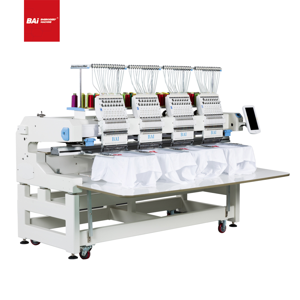 BAI 12 Needles 4 Head Computer Flat Hat Embroidery Machine with DAHAO System